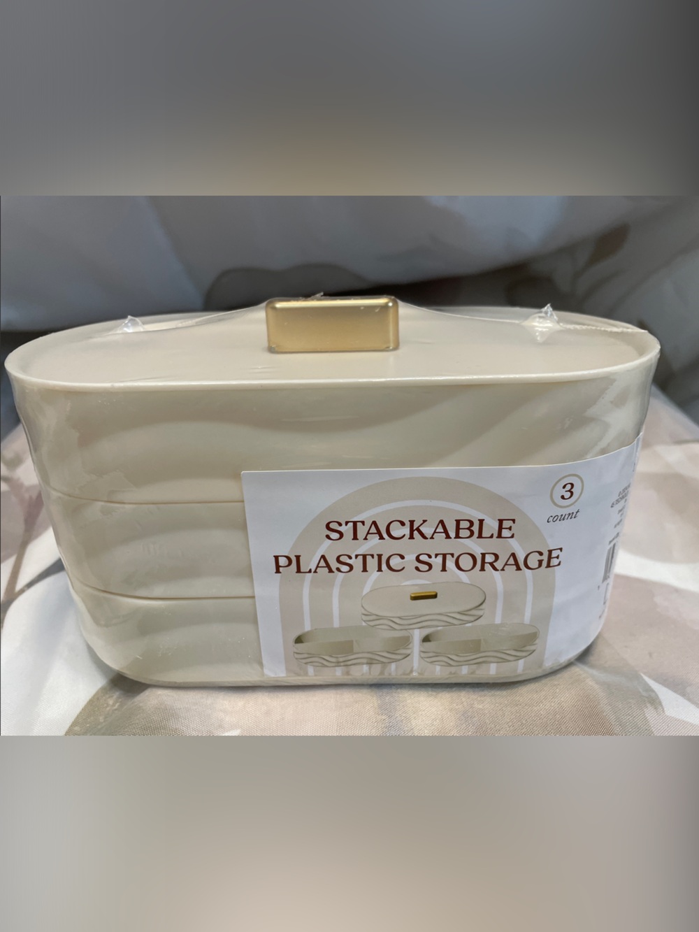 Stackable Plastic Storage Set - Cream - Picture 3 of 3